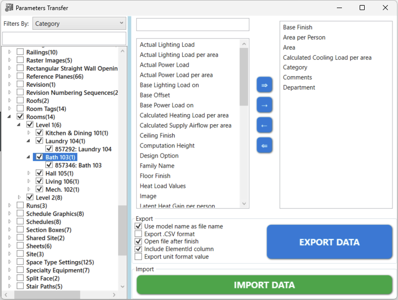 ParameterTransfer UI Screenshot